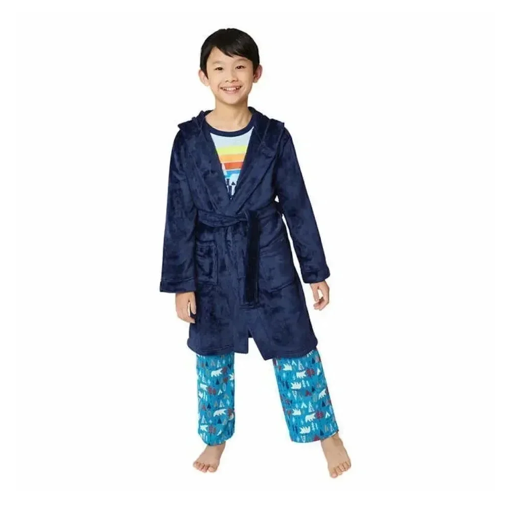 #3 Eddie Bauer Youth 3-piece Robe & Matching Pajamas Set Size Medium 10/12 Boys